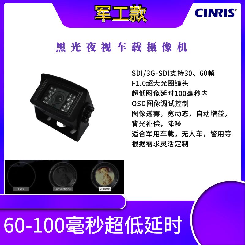 軍工工業(yè)機(jī)器人無人車車載SDI超低延時(shí)攝像機(jī)