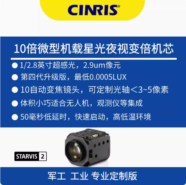 軍工定制10倍微型高清數字機芯支持LVDS/SDI接口光軸版本